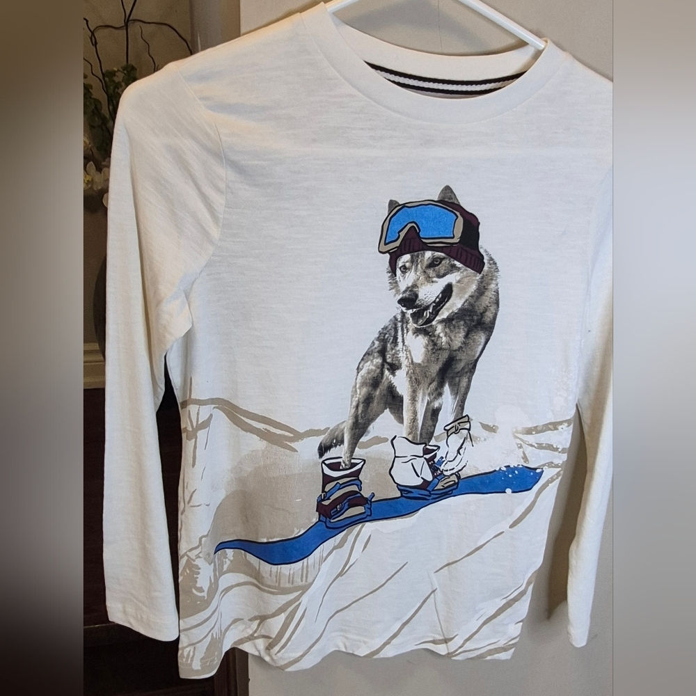Kids Snowboarding Dog Graphic Tee - White - Picture 6 of 9